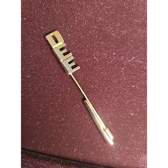 Vintage Letters  DEE Initial Stick Pin Estate Jewelry Pre-Owned Gold Plated - Picture 3 of 6